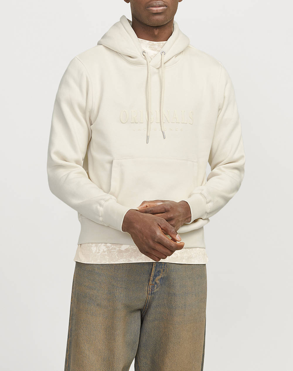JACK&JONES JACK&JONES JORFREDERIKSBERG SWEAT HOOD SPA 12270541-Antique White OffWhite