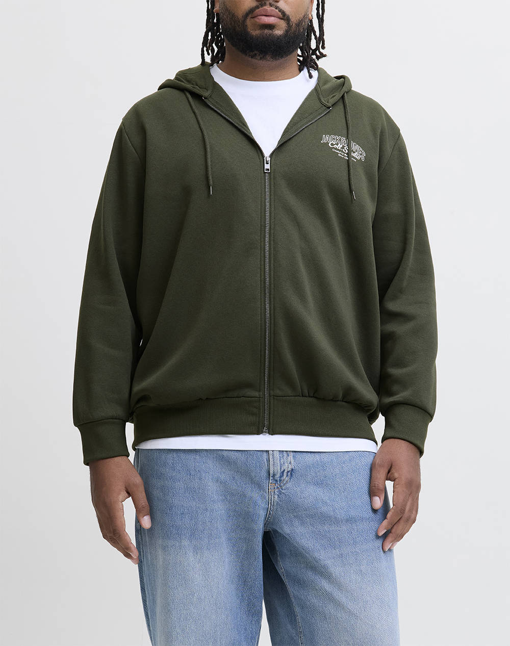 JACK&JONES JJMAKOTO SWEAT ZIP HOOD PLS 12285082-Duffel Bag DarkGreen