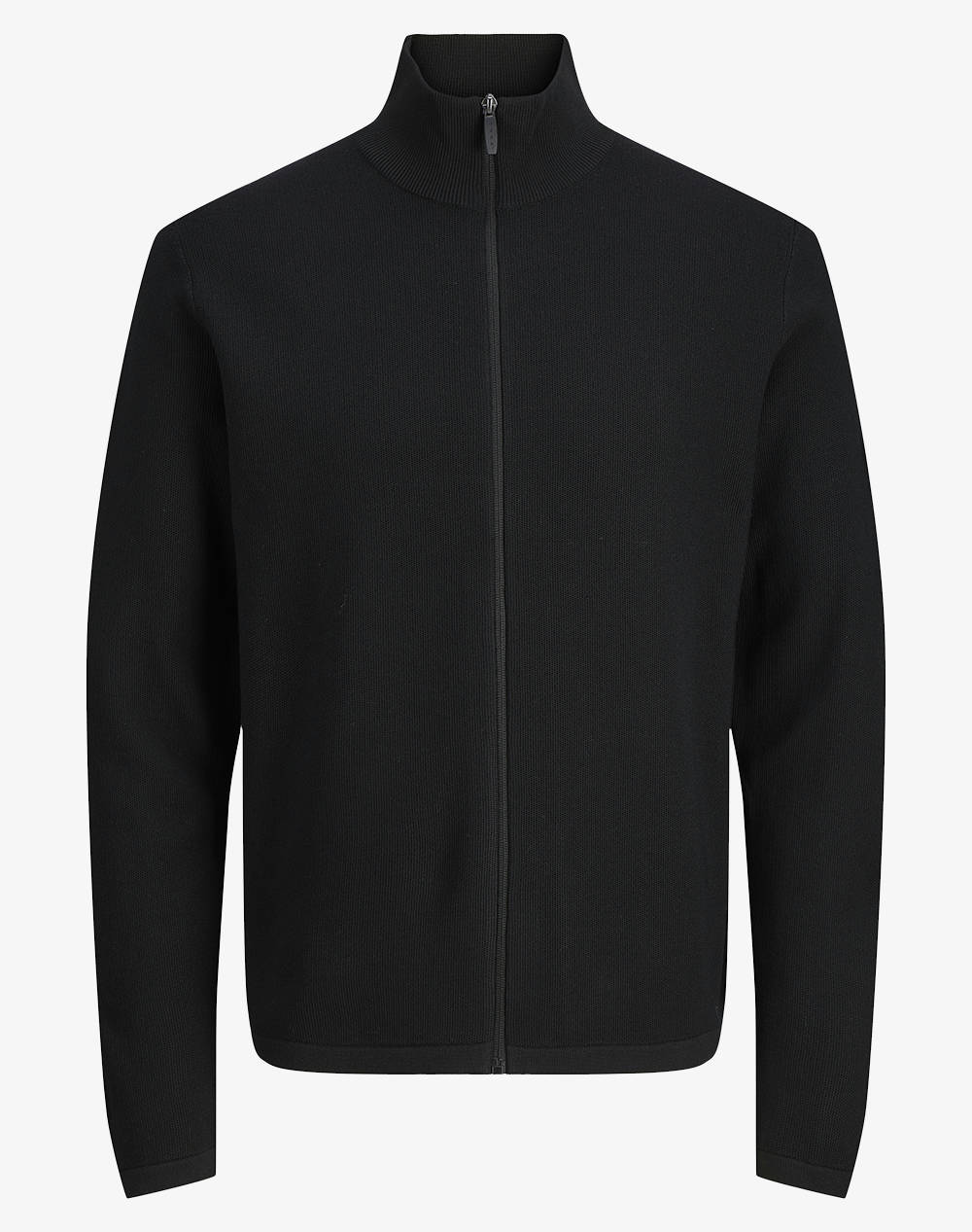 JACK&JONES JCOSTANCE KNIT BADGE ZIP CARDIGAN 12283668-BLACK Black