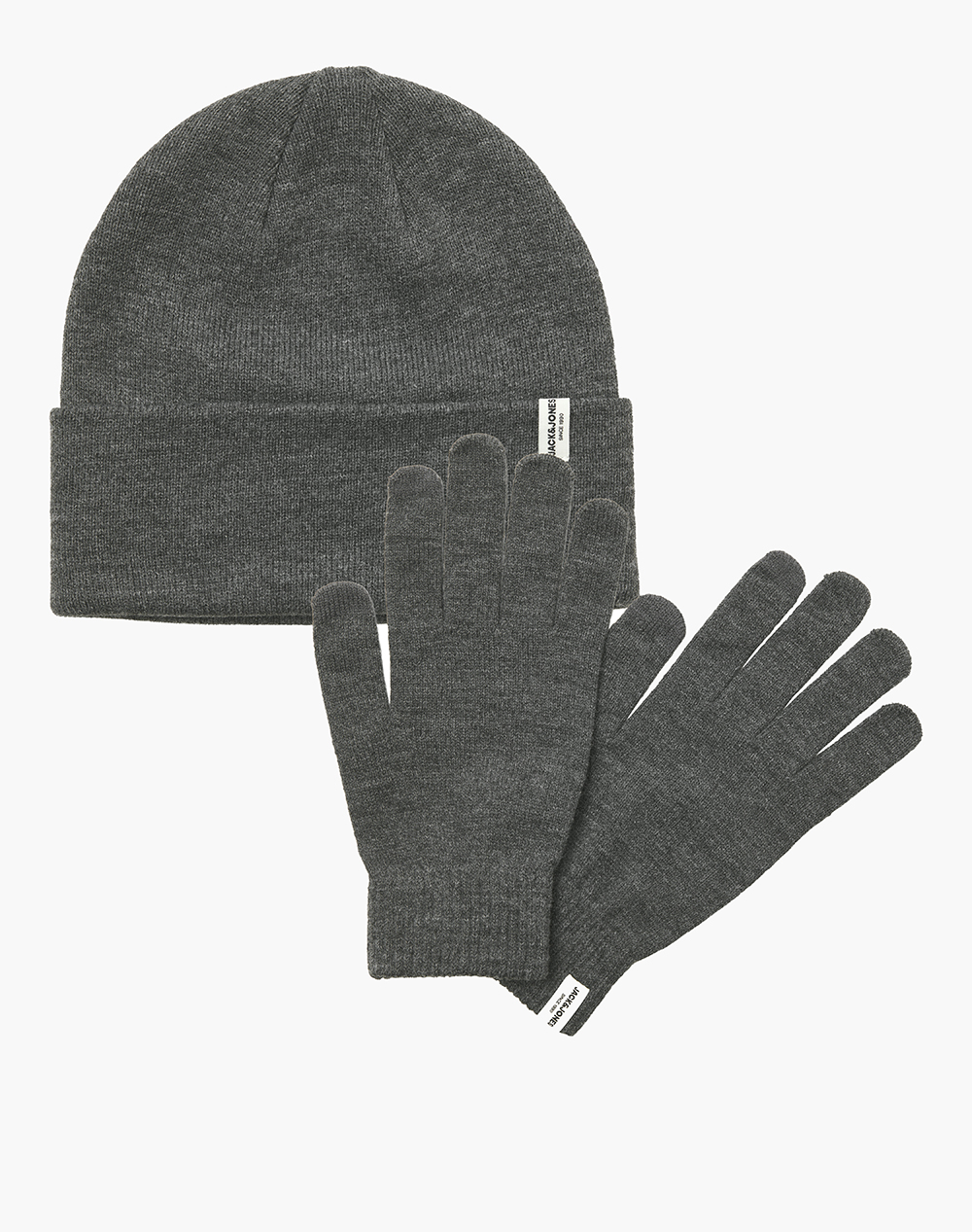 JACK&JONES JACK&JONES JACCOOPER BEANIE AND GLOVES GIFTBOX 12289070-Dark Grey Melange Gray
