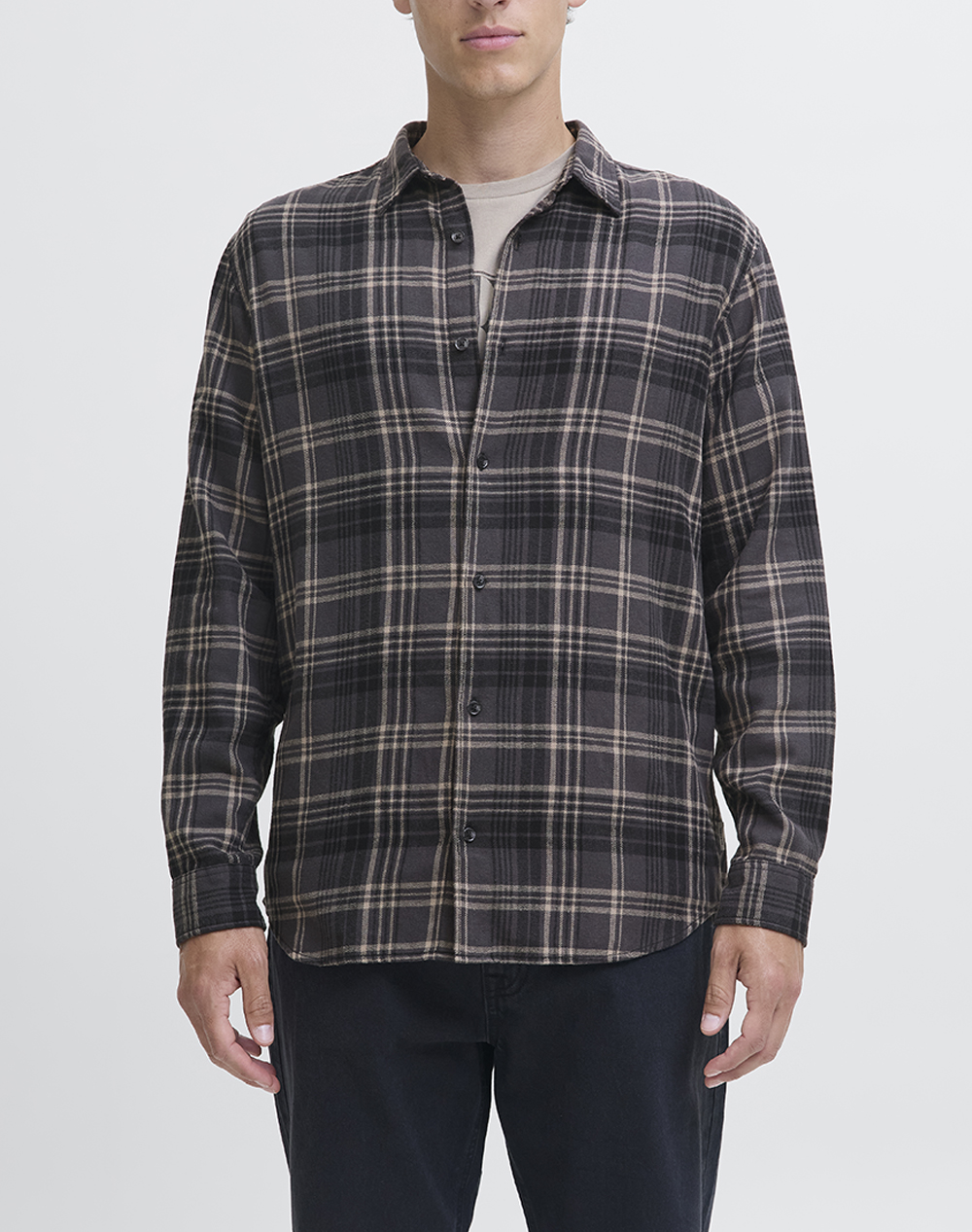 JJ REBEL JREBTRACK CHECK SHIRT LS 12285186-AsphaltW.Checks DarkGray
