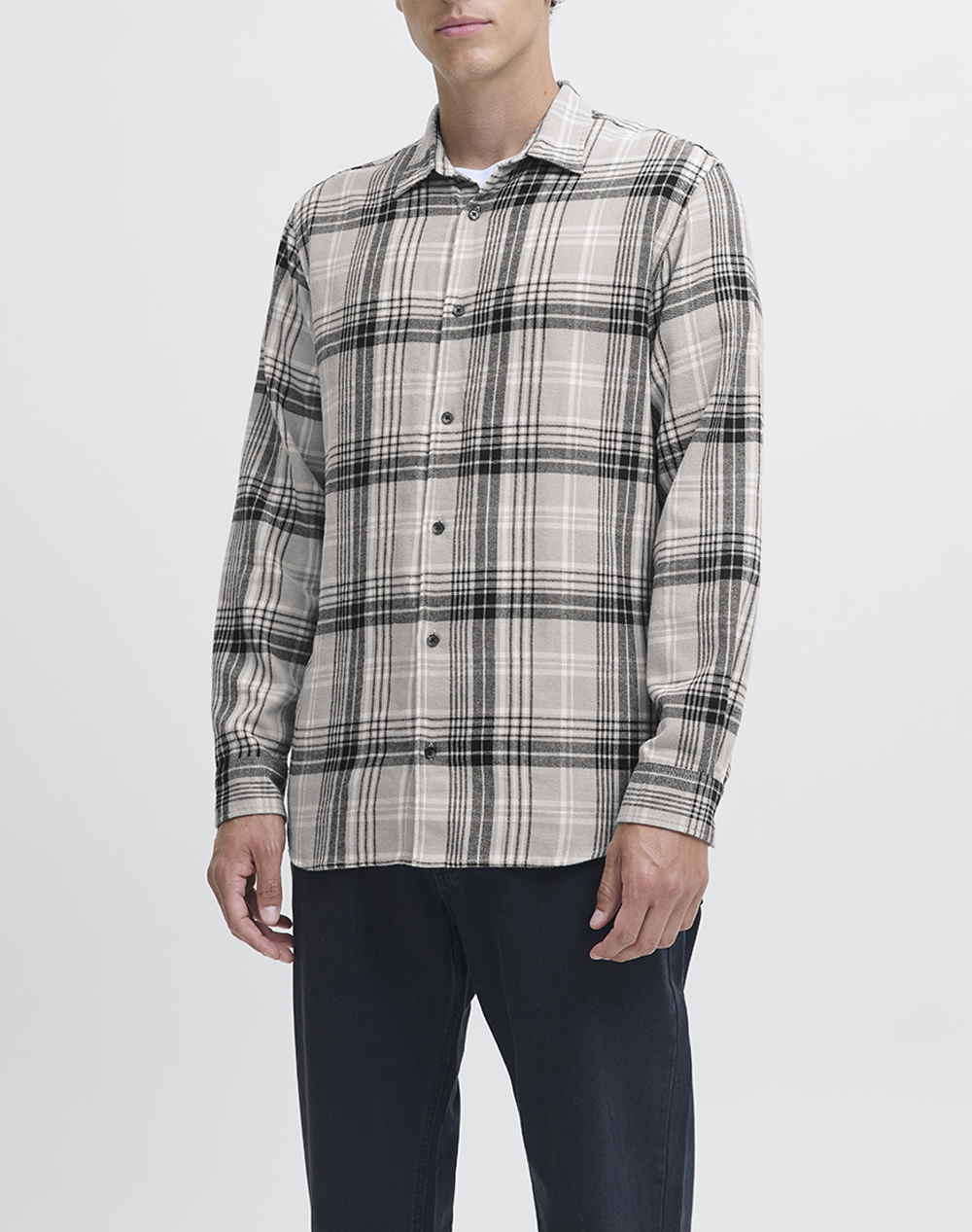 JJ REBEL JJ REBEL JREBTRACK CHECK SHIRT LS 12285186-Ghost GrayW.Checks LightGray
