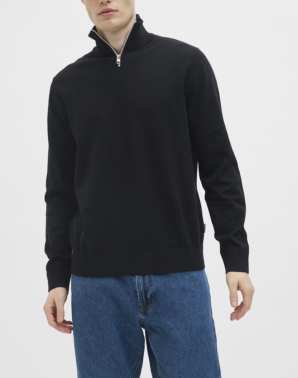 JJ REBEL JJRE JREBCALLUM KNIT HALF ZIP SN 12268358-BLACK Black