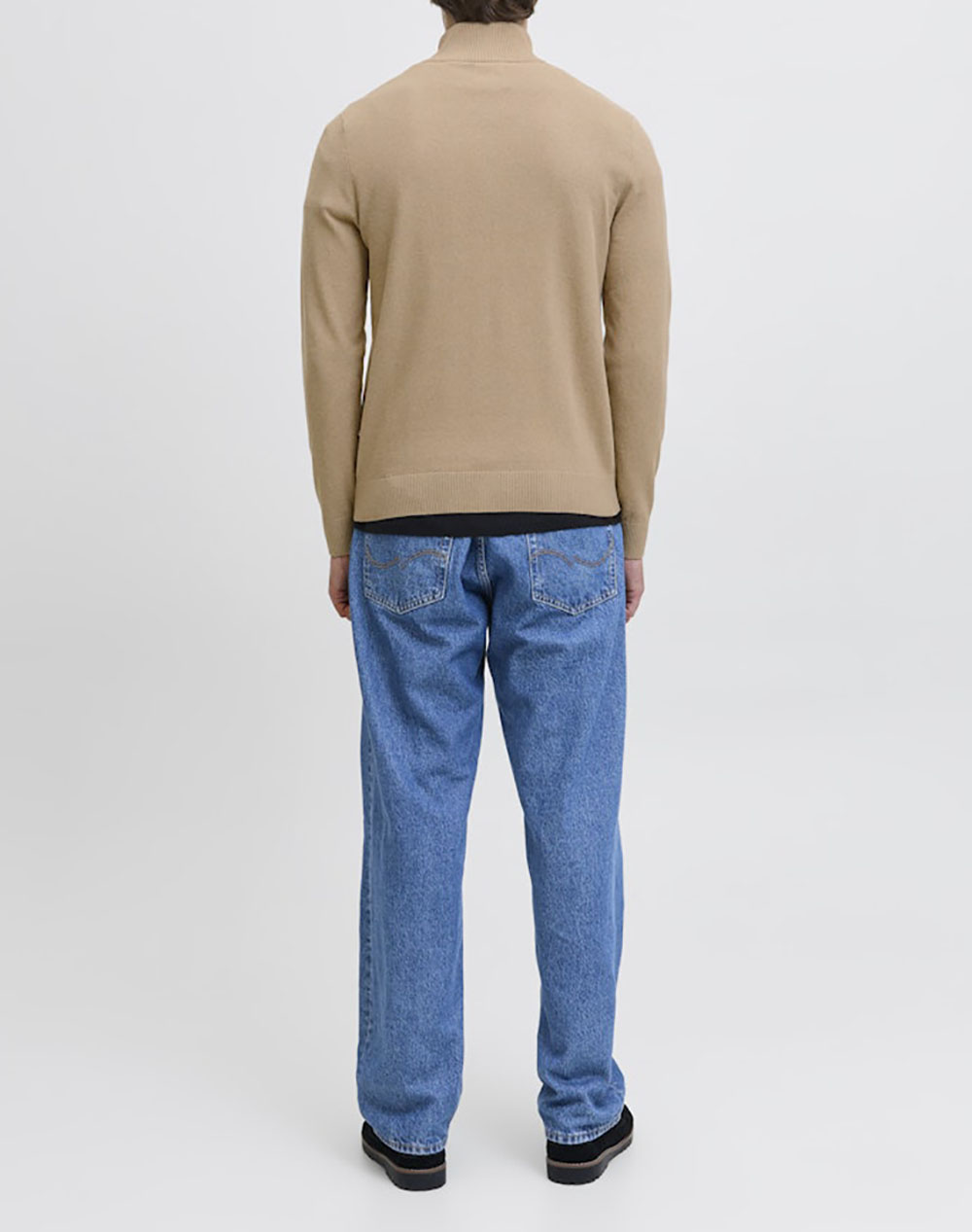 JJRE JREBCALLUM KNIT HALF ZIP SN 12268358-CrockeryMelange SandyBrown φωτογραφία