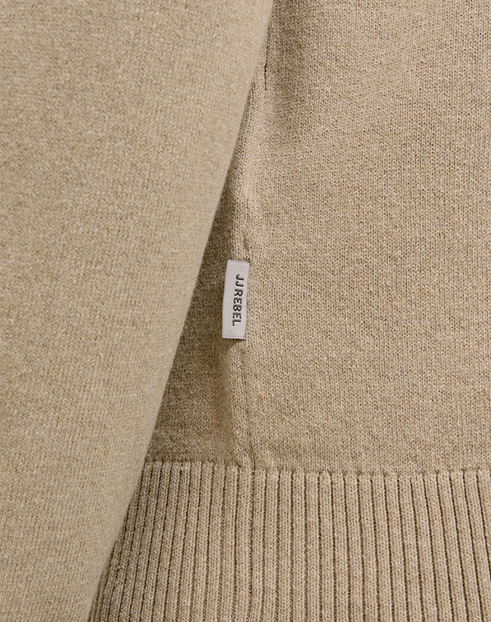 JJRE JREBCALLUM KNIT HALF ZIP SN 12268358-CrockeryMelange SandyBrown φωτογραφία