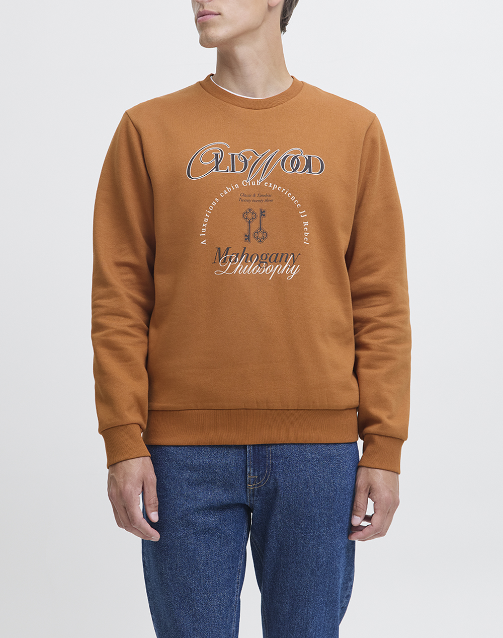 JJ REBEL JREBPHIL CREW NECK SWEAT 12284987-Bombay Brown Cappuccino
