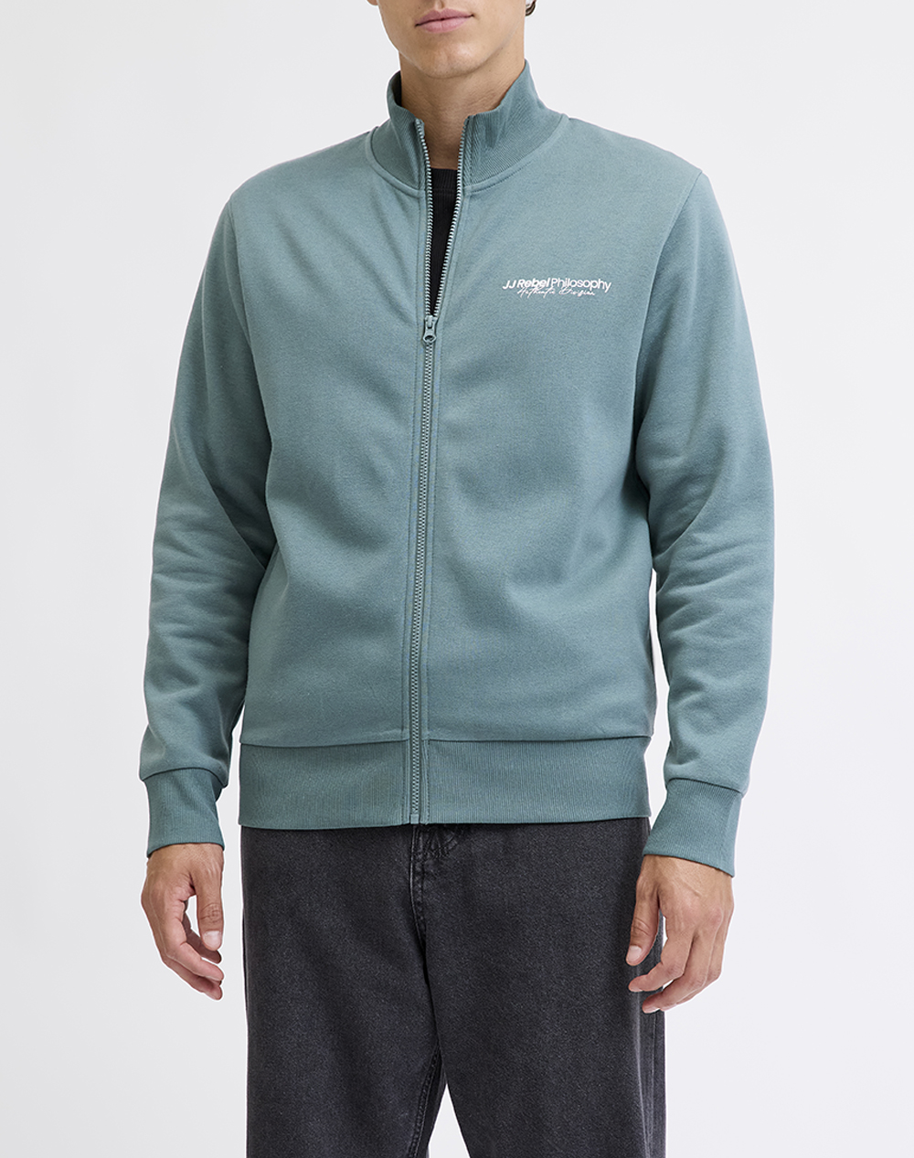 JJ REBEL JJ REBEL JREBZACK SWEAT FULL ZIP HIGH NECK 12288059-Silver Pine Ciel