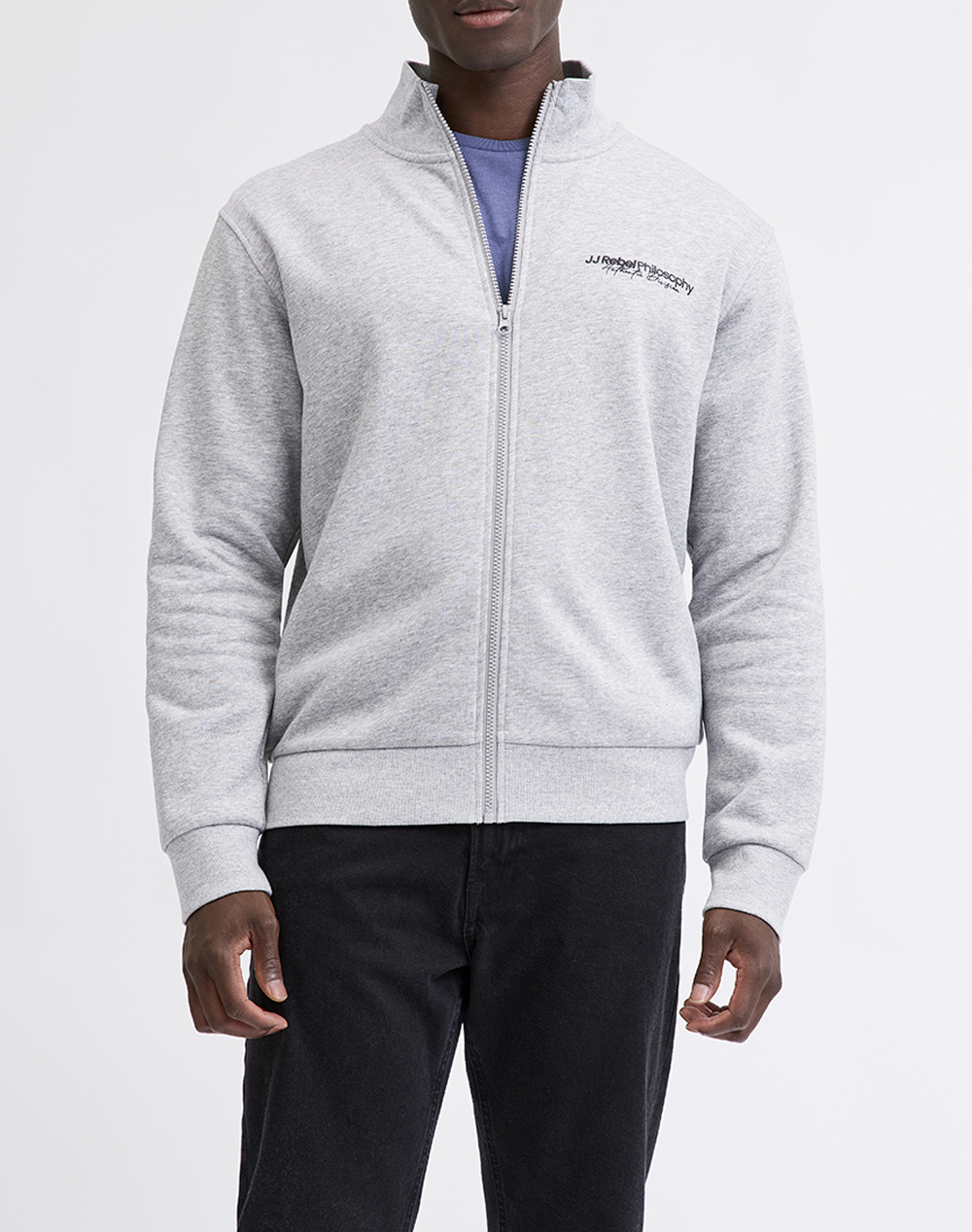 JJ REBEL JJ REBEL JREBZACK SWEAT FULL ZIP HIGH NECK 12288059-Light Grey Melange LightGray