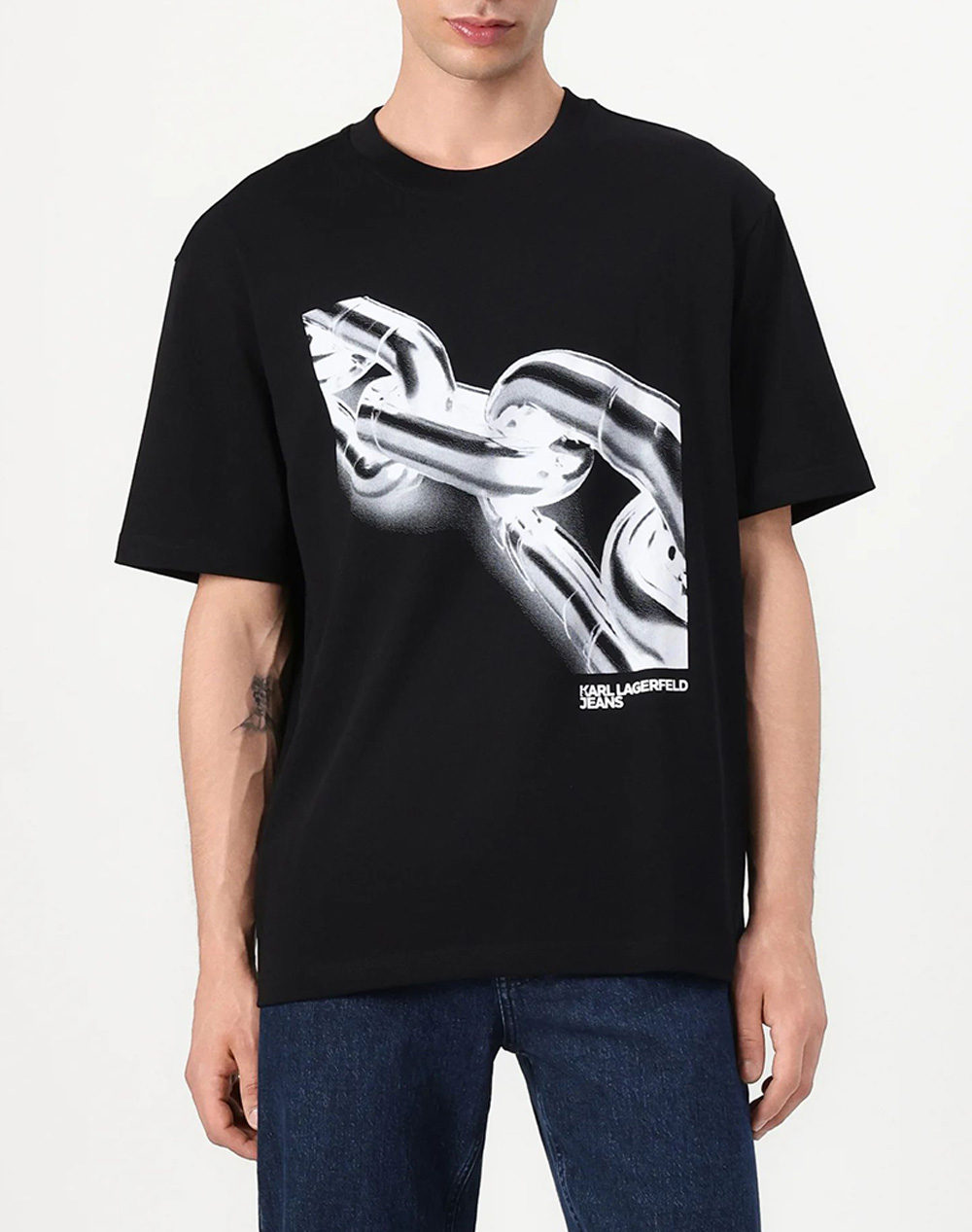 KARL LAGERFELD JEANS KLJ RELAX CHAIN TEE A3M17032-999 Black