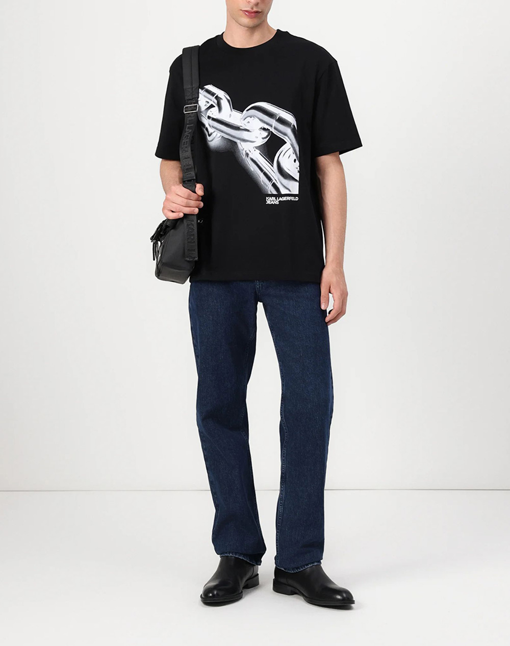 Karl Lagerfeld Jeans Klj Relax Chain Tee A3M17032-999 Black ανδρικά ρούχα μπλούζες T-Shirt Politikos Shop Πολιτικός
