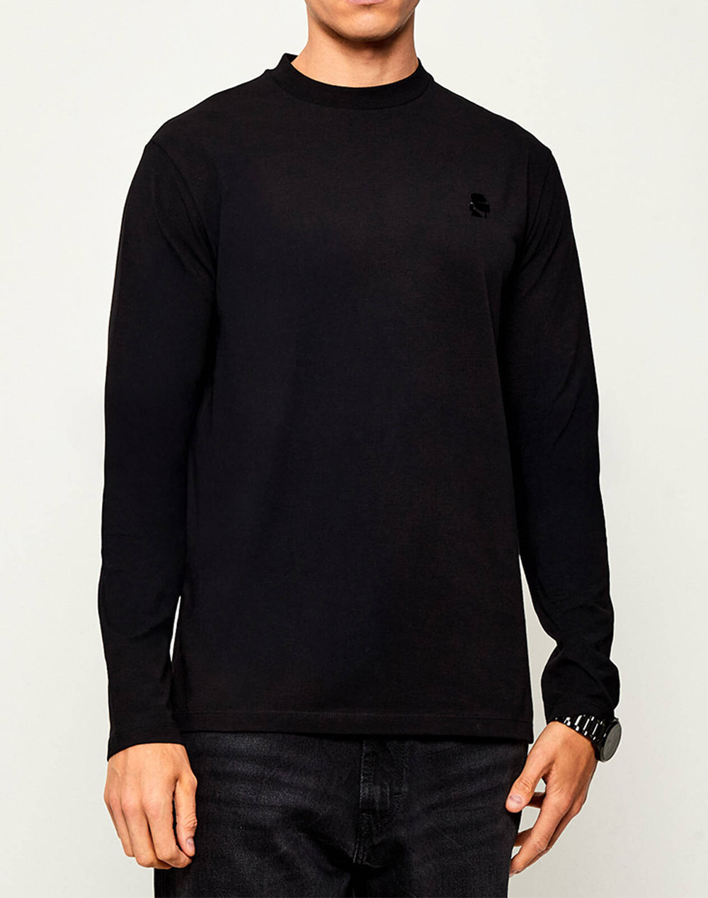 KARL LAGERFELD T-SHIRT CREWNECK LS 755020-554221-990 Black