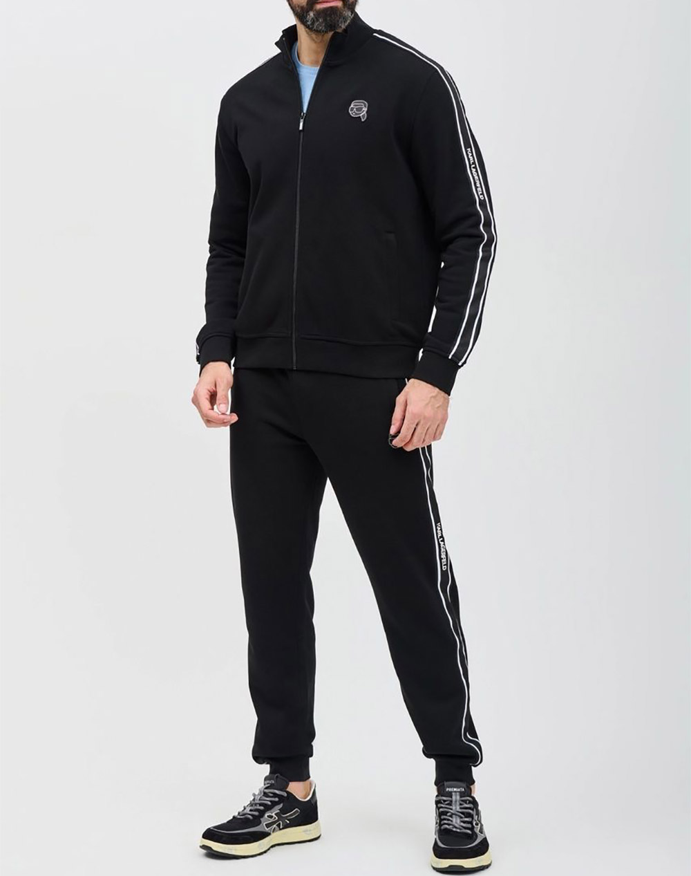 Karl Lagerfeld Sweat Zip Jacket 705043-554910-990 Black ανδρικά ρούχα ζακέτες φούτερ Politikos Shop Πολιτικός