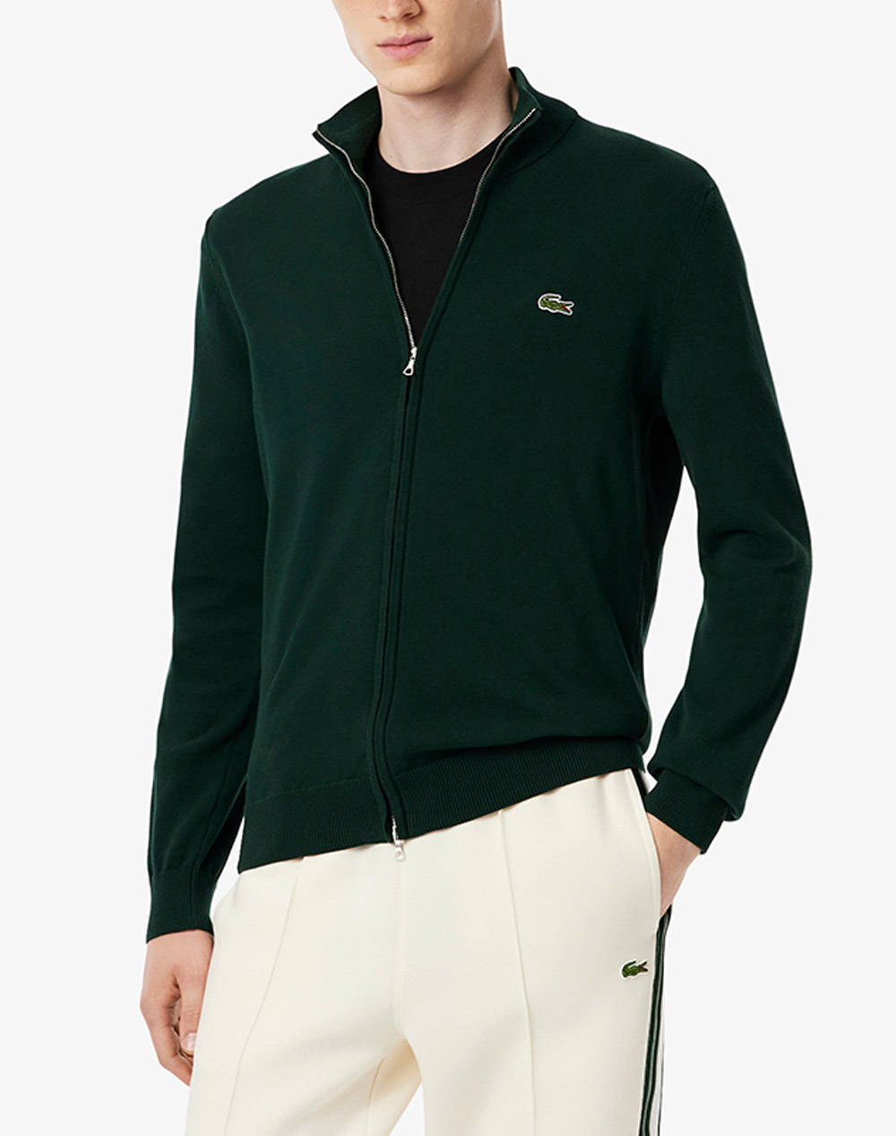 LACOSTE LACOSTE ΖΑΚΕΤΑ ΠΛΕΚΤΗ SWEATER 3AH1957-YZP DarkGreen