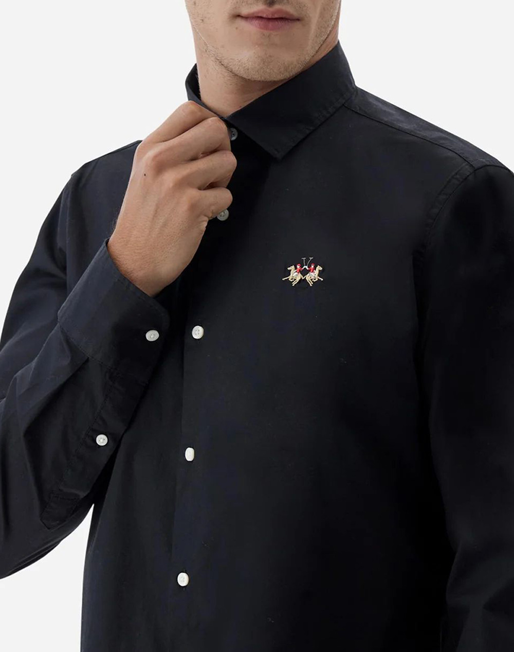 LA MARTINA ΠΟΥΚΑΜΙΣΟ ΜΜ MAN SHIRT L/S POPLIN 3LMMBC002-09999 Black φωτογραφία