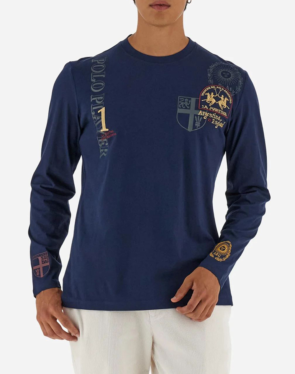 LA MARTINA LA MARTINA ΜΠΛΟΥΖΑ T-SHIRT ΜΜ MAN L/S T-SHIRT JERSEY 3LMMBR301-07017 NavyBlue