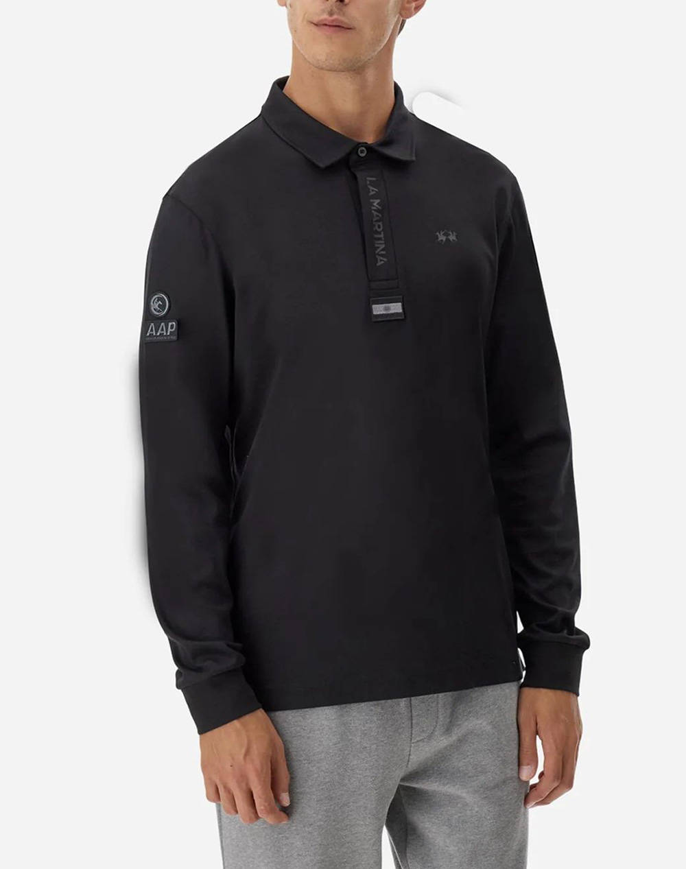 LA MARTINA LA MARTINA ΜΠΛΟΥΖΑ ΠΟΛΟ ΜΜ MAN L/S POLO SILKY FINISH JERS 3LMMBP020-09999 Black
