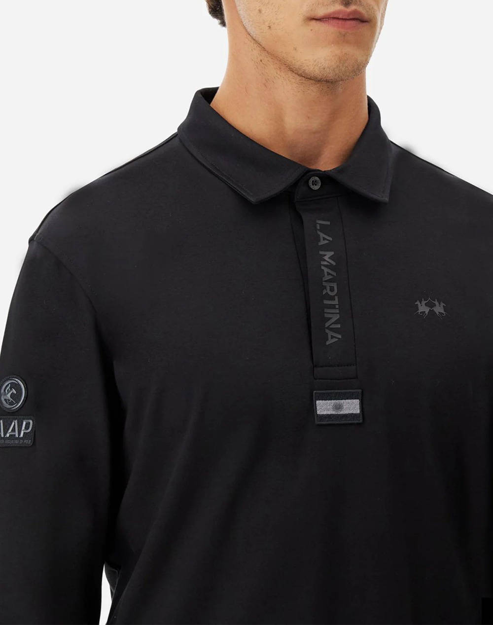 LA MARTINA ΜΠΛΟΥΖΑ ΠΟΛΟ ΜΜ MAN L/S POLO SILKY FINISH JERS 3LMMBP020-09999 Black φωτογραφία