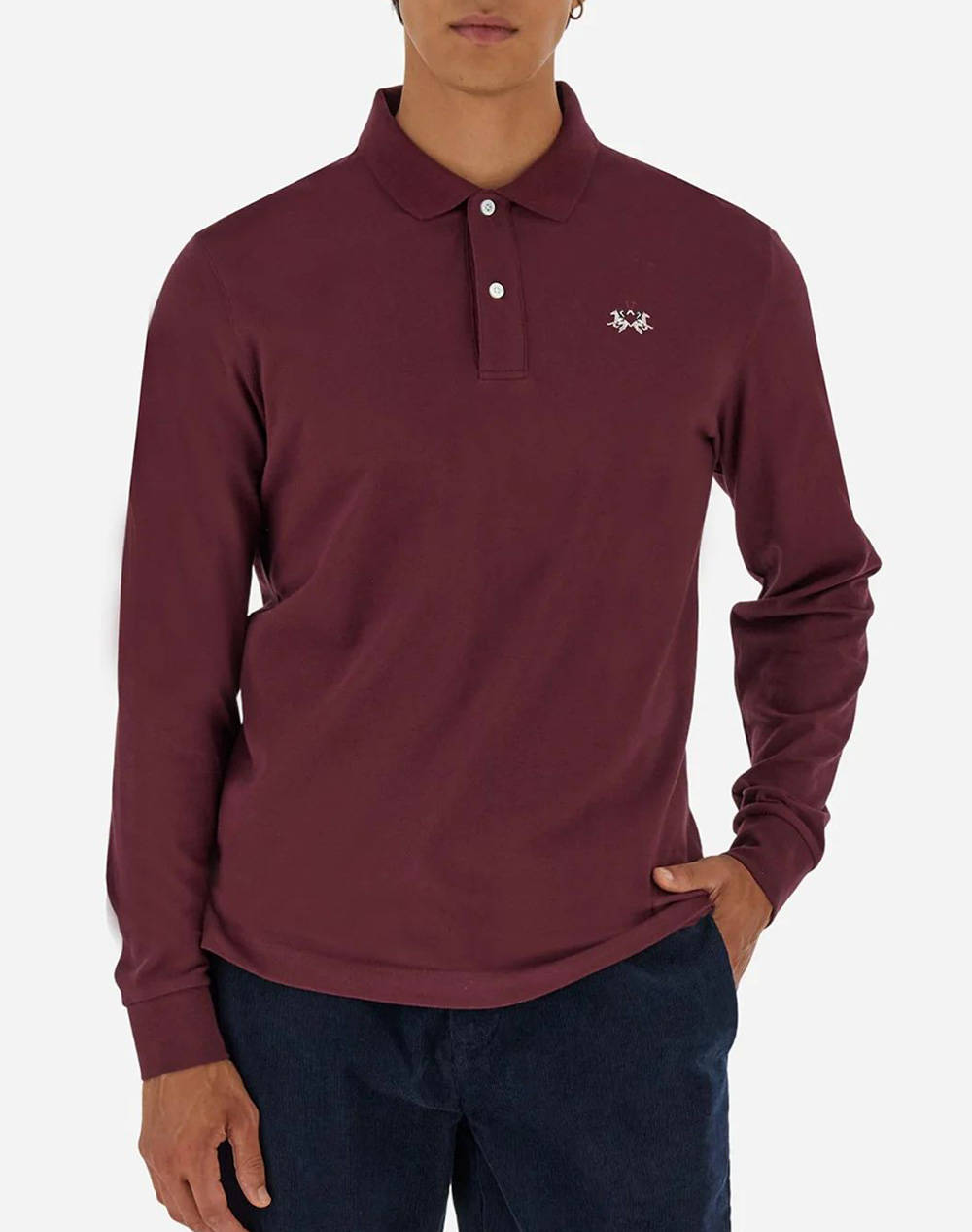 LA MARTINA ΜΠΛΟΥΖΑ ΠΟΛΟ ΜΜ MAN L/S POLO PIQUET STRETCH 3LMMBP004-06046 Bordeux