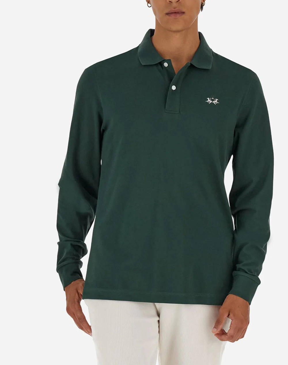 LA MARTINA ΜΠΛΟΥΖΑ ΠΟΛΟ ΜΜ MAN L/S POLO PIQUET STRETCH 3LMMBP004-03037 DarkGreen