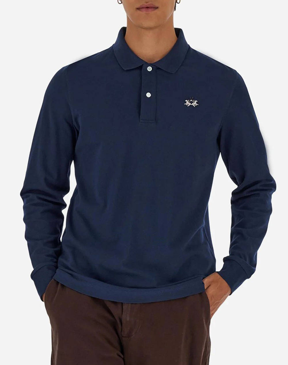 LA MARTINA LA MARTINA ΜΠΛΟΥΖΑ ΠΟΛΟ ΜΜ MAN L/S POLO PIQUET STRETCH 3LMMBP004-07017 NavyBlue