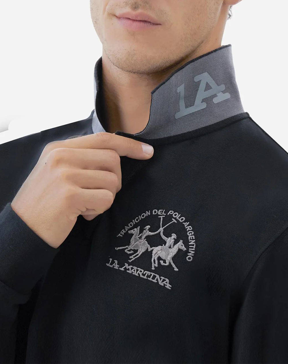 LA MARTINA ΜΠΛΟΥΖΑ ΠΟΛΟ ΜΜ MAN L/S POLO PIQUET STRETCH 3LMMBP003-09999 Black φωτογραφία