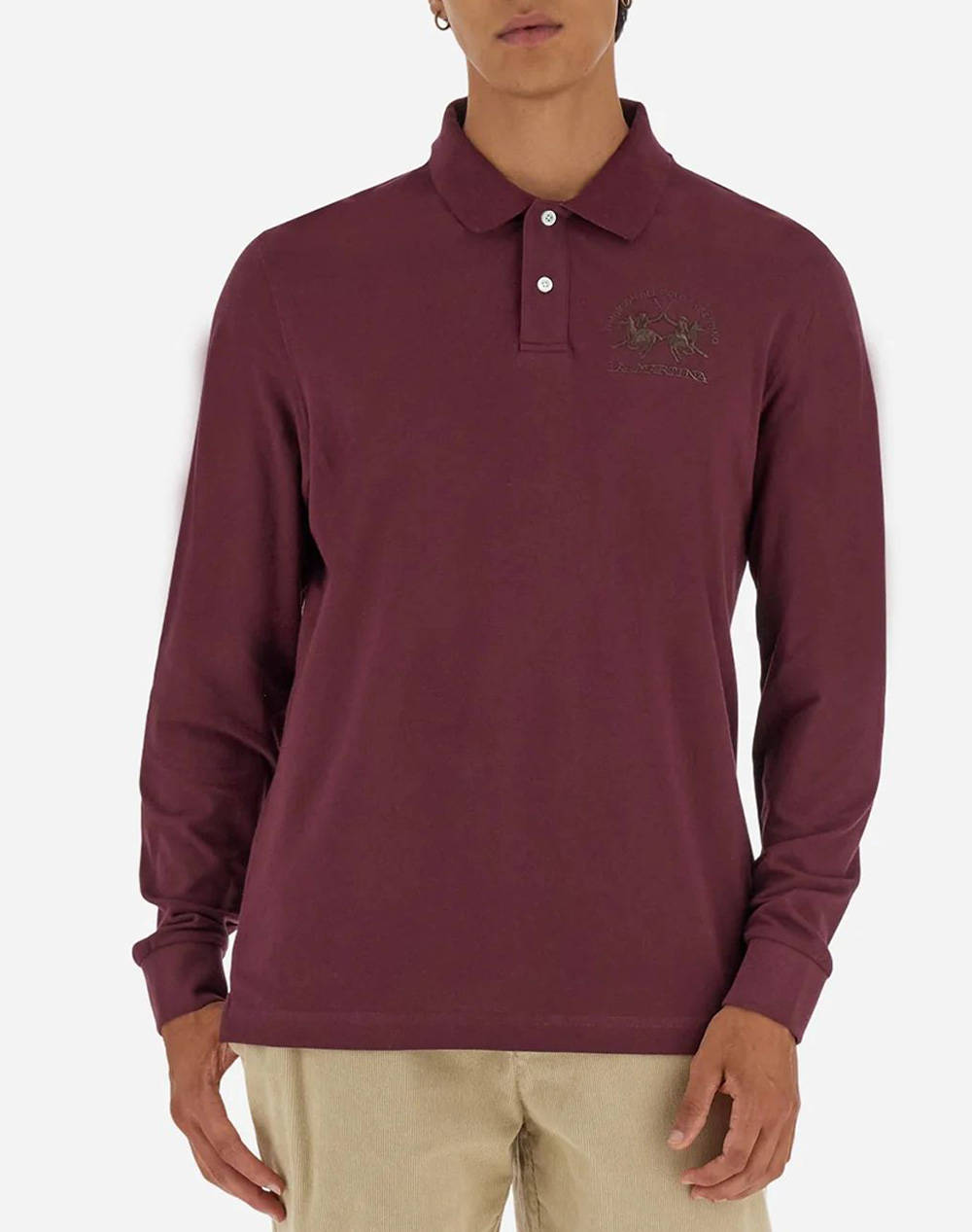 LA MARTINA ΜΠΛΟΥΖΑ ΠΟΛΟ ΜΜ MAN L/S POLO PIQUET STRETCH 3LMMBP003-06046 Bordeux