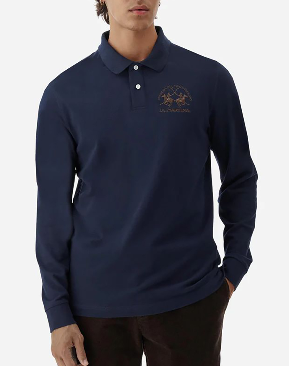 LA MARTINA LA MARTINA ΜΠΛΟΥΖΑ ΠΟΛΟ ΜΜ MAN L/S POLO PIQUET STRETCH 3LMMBP003-07017 NavyBlue
