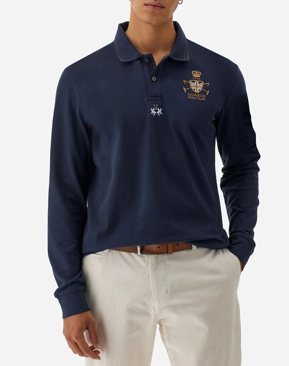 LA MARTINA LA MARTINA ΜΠΛΟΥΖΑ ΠΟΛΟ ΜΜ MAN POLO L/S PIQUET STRETCH 3LMMBPE31-07017 NavyBlue
