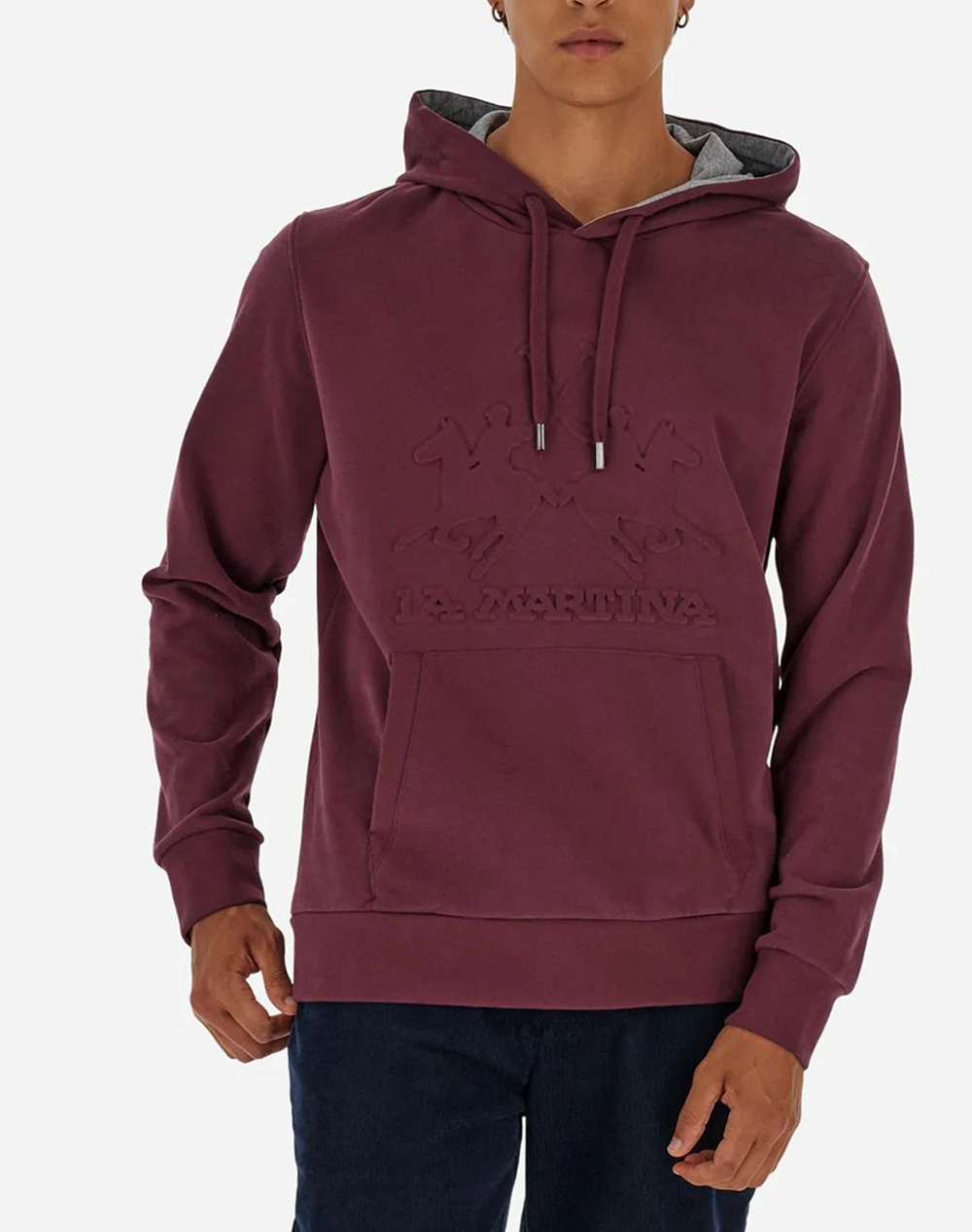 LA MARTINA ΜΠΛΟΥΖΑ ΦΟΥΤΕΡ ΜΜ MAN HOODIE SWEATSHIRT HEAVY FR 3LMMBF010-06046 Bordeux