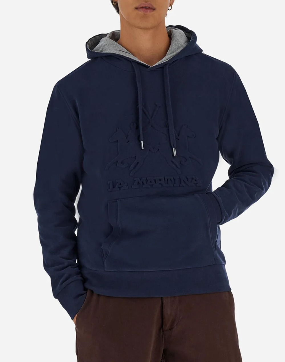 LA MARTINA ΜΠΛΟΥΖΑ ΦΟΥΤΕΡ ΜΜ MAN HOODIE SWEATSHIRT HEAVY FR 3LMMBF010-07017 NavyBlue
