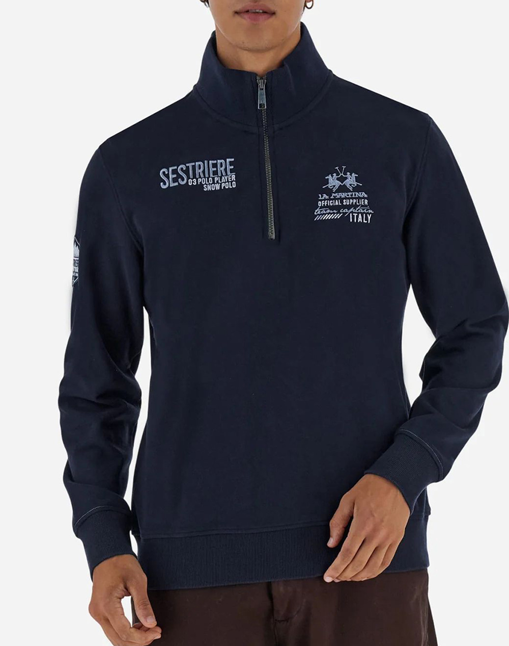 LA MARTINA LA MARTINA ΜΠΛΟΥΖΑ ΦΟΥΤΕΡ ΜΜ MAN HALF ZIP SWEATSHIRT HEAVY 3LMMBF308-07017 NavyBlue