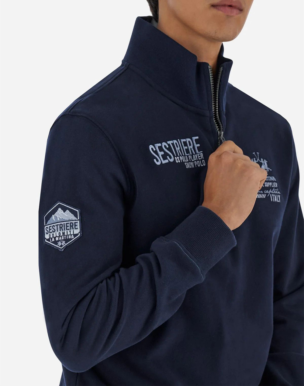 LA MARTINA ΜΠΛΟΥΖΑ ΦΟΥΤΕΡ ΜΜ MAN HALF ZIP SWEATSHIRT HEAVY 3LMMBF308-07017 NavyBlue φωτογραφία