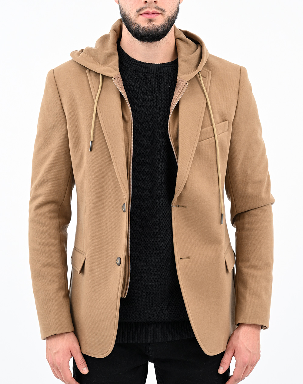 LEXTON LEXTON ΣΑΚΑΚΙ ΜΕ ΜΟΣΤΡΑ & KOYKOYΛΑ 08.36.HOODIE BLAZER-CAMEL Camel