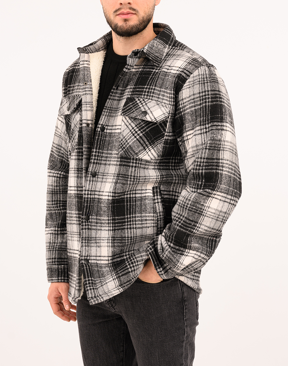 LEXTON ΠΟΥΚΑΜΙΣΟ OVER 65%POL.-35%VISC. 43.36.CANADIAN OVER SHIRT-BLACK Black