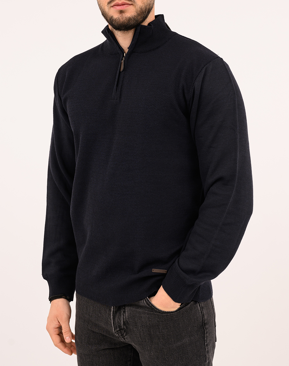 LEXTON ΠΛΕΚΤΟ HALF ZIP 35%VISCOSE-65%ACRYLIC 17.36.ERIC HALF ZIP W"25-NAVY NavyBlue