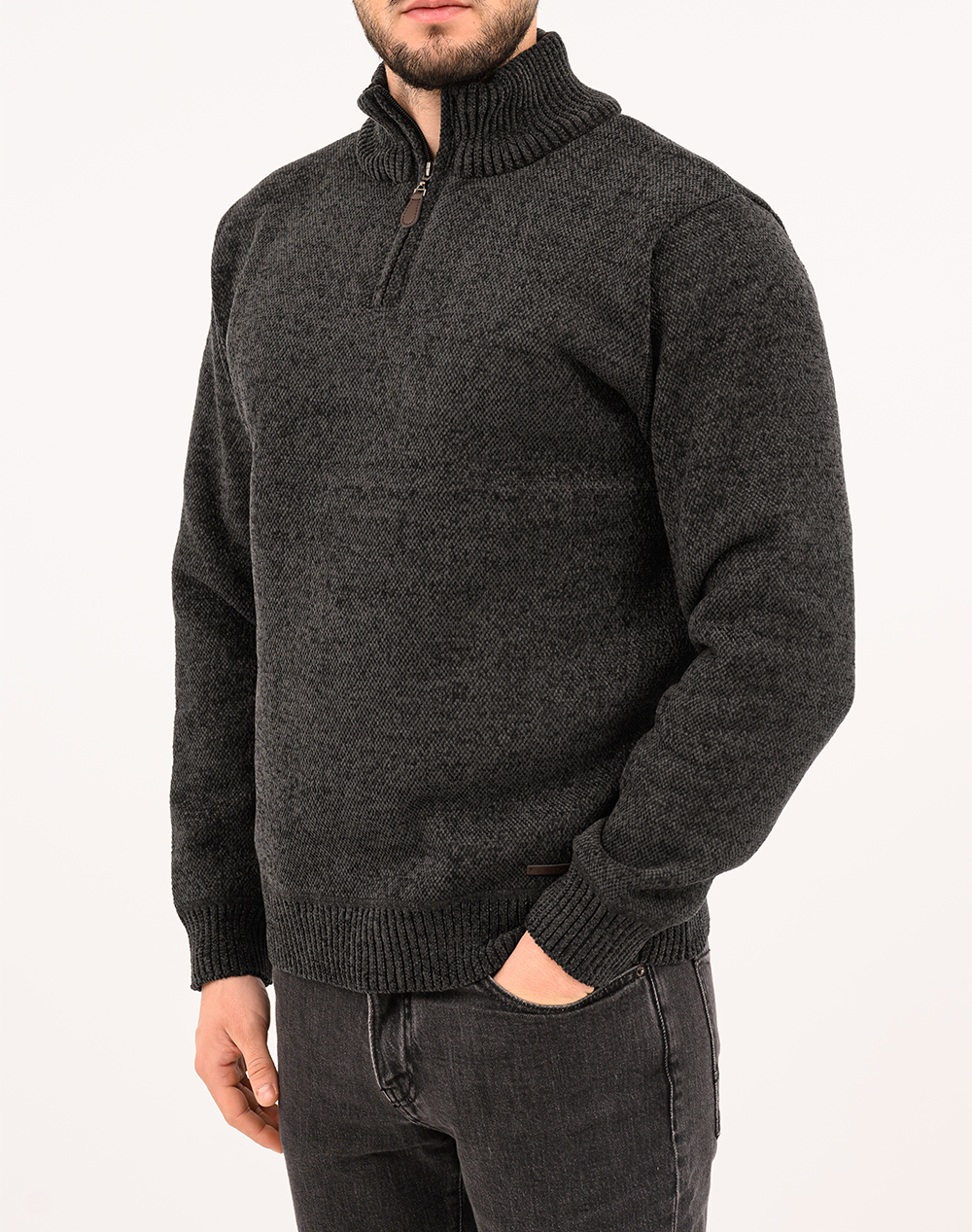 LEXTON ΠΛΕΚΤΟ ZIP 35%VISCOSE-65%ACRYLIC 17.36.SINIL ZIP W25-ANTHRACITE DarkGray