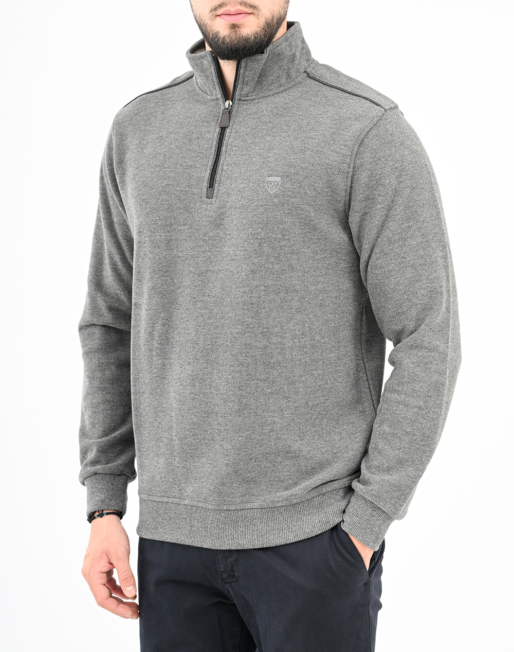 LEXTON LEXTON ΦΟΥΤΕΡ POLO ZIP 70%ΒΑΜΒΑΚΙ-30%ΠΟΛ. 13.36.MARINE ZIP W"25-GREY Gray