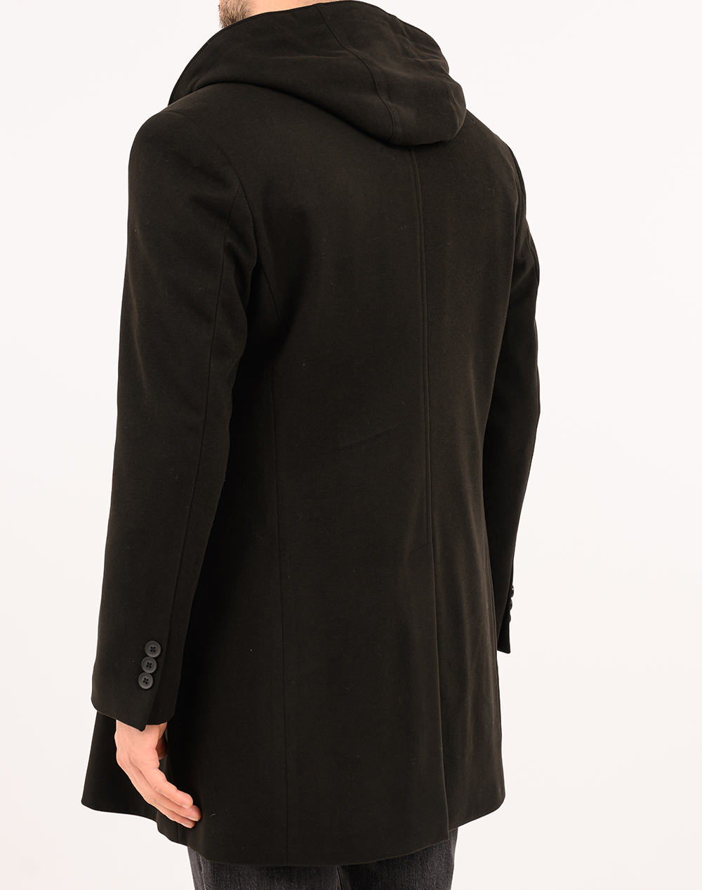 LEXTON ΗΜΙΠΑΛΤΟ ΜΕ ΜΟΣΤΡΑ & ΚΟΥΚΟΥΛΑ 02.36.TOM OVERCOAT-BLACK Black φωτογραφία