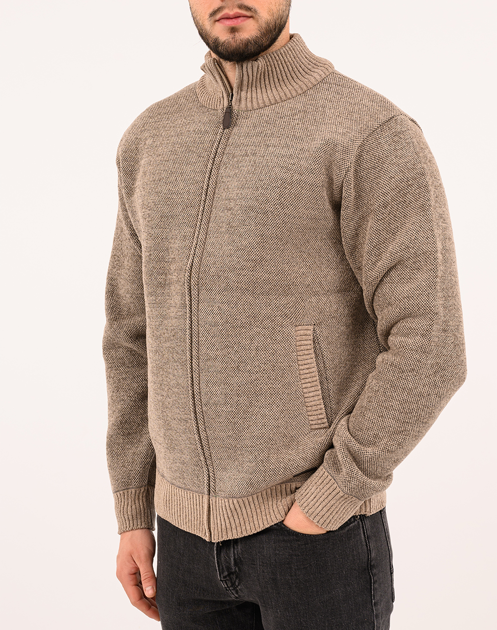 LEXTON ΠΛΕΚΤH ZAKETA 35%VISCOSE-65%ACRYLIC 19.36.SINIL CARDIGAN W25-BEIGE Biege