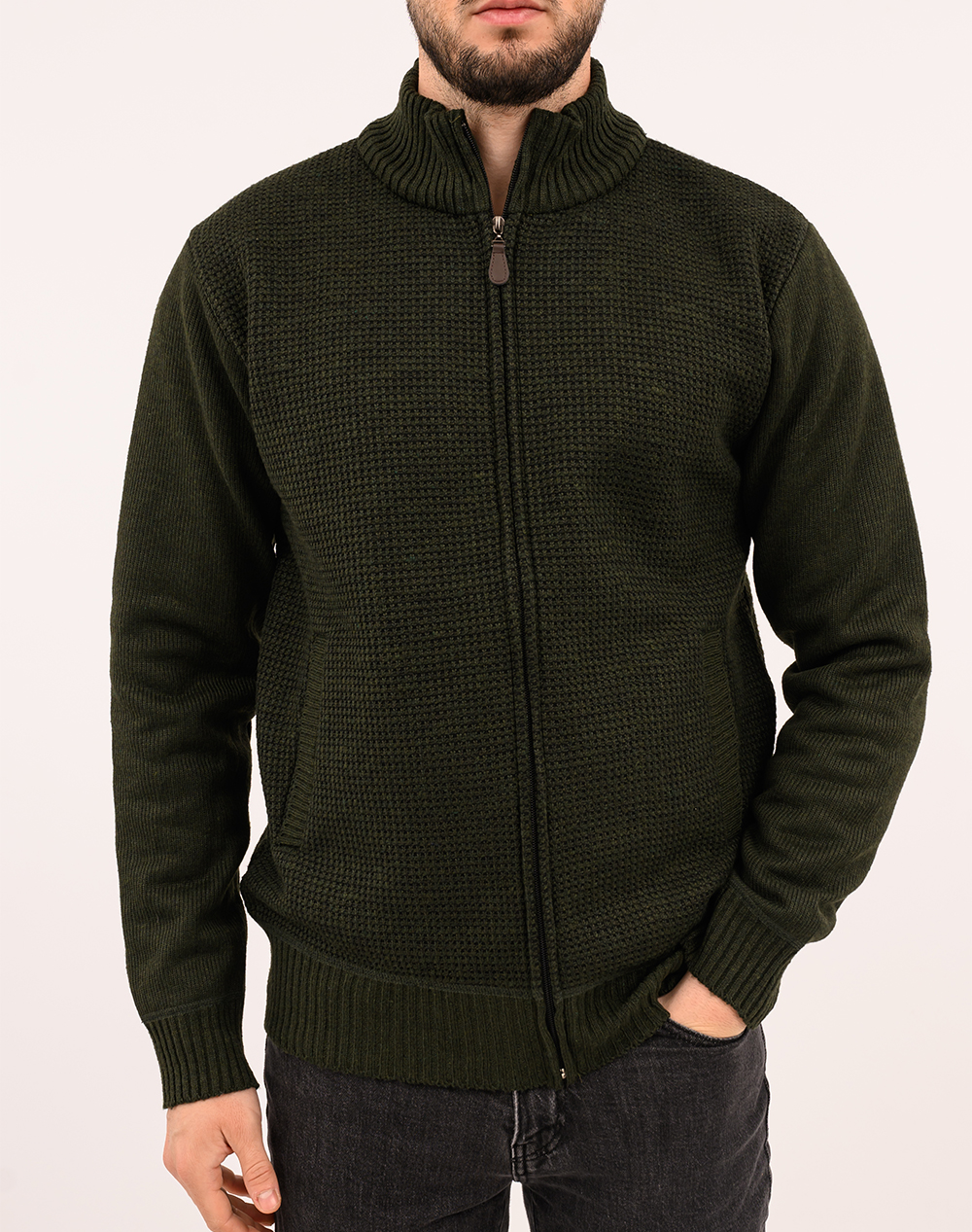 LEXTON ΠΛΕΚΤΗ ZAKETA 35%VISCOSE-65%ACRYLIC 19.36.THOMAS CARDIGAN-GREEN DarkGreen