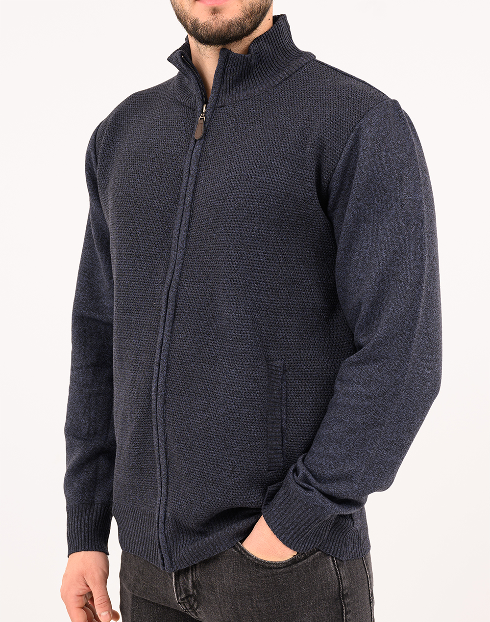 LEXTON ΠΛΕΚΤΗ ZAKETA 19.36.ERIC CARDIGAN W"25-NAVY MELANGE DarkBlue