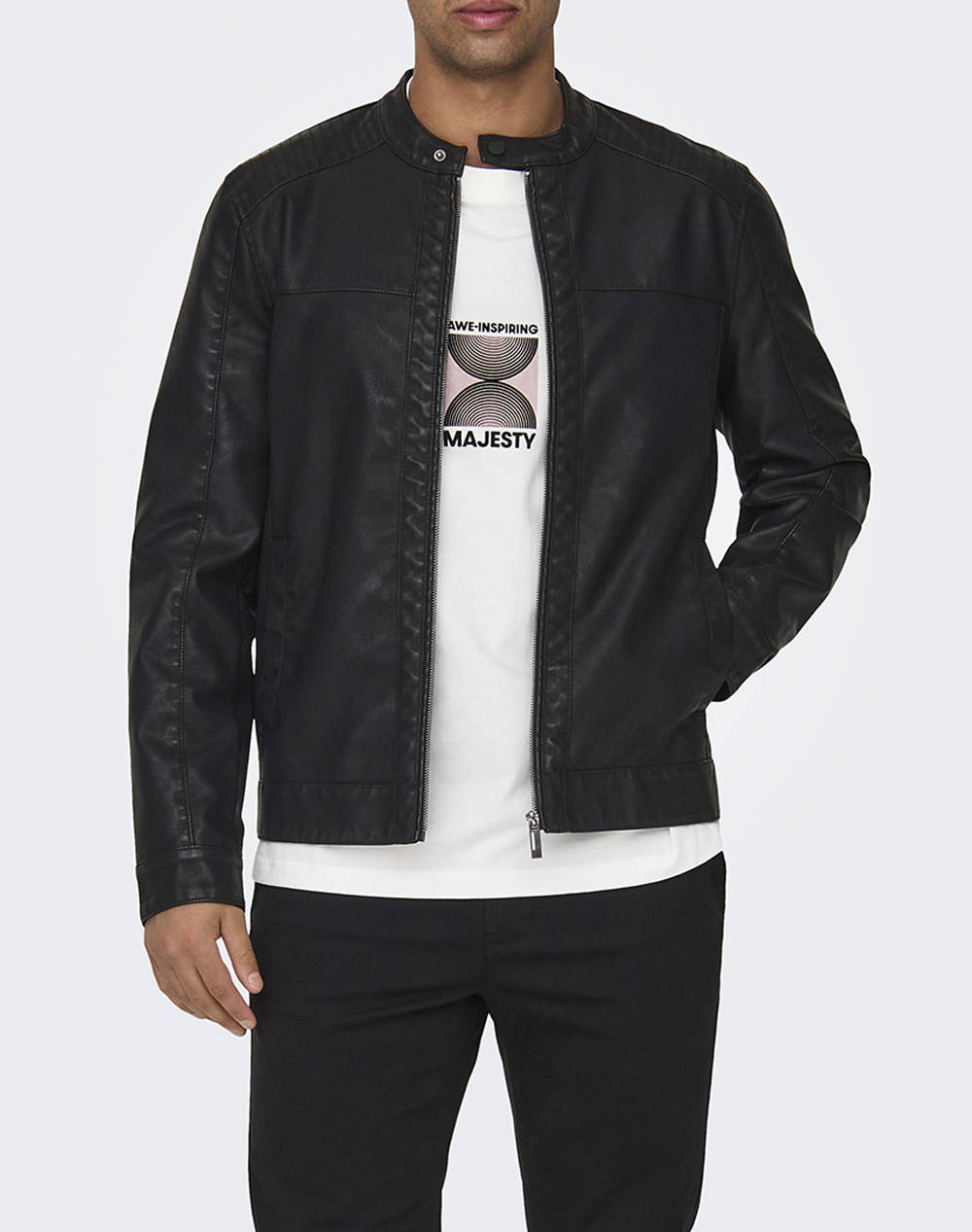 ONLY&SONS ONSMIKE PU RACER JACKET OTW NOOS 22012339-BLACK Black