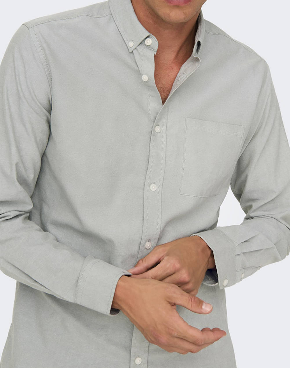 ONLY&SONS ONSALVARO SLIM LS OXFORD SHIRT NOOS FRML 22006479-SEA SPRAY LightGray φωτογραφία