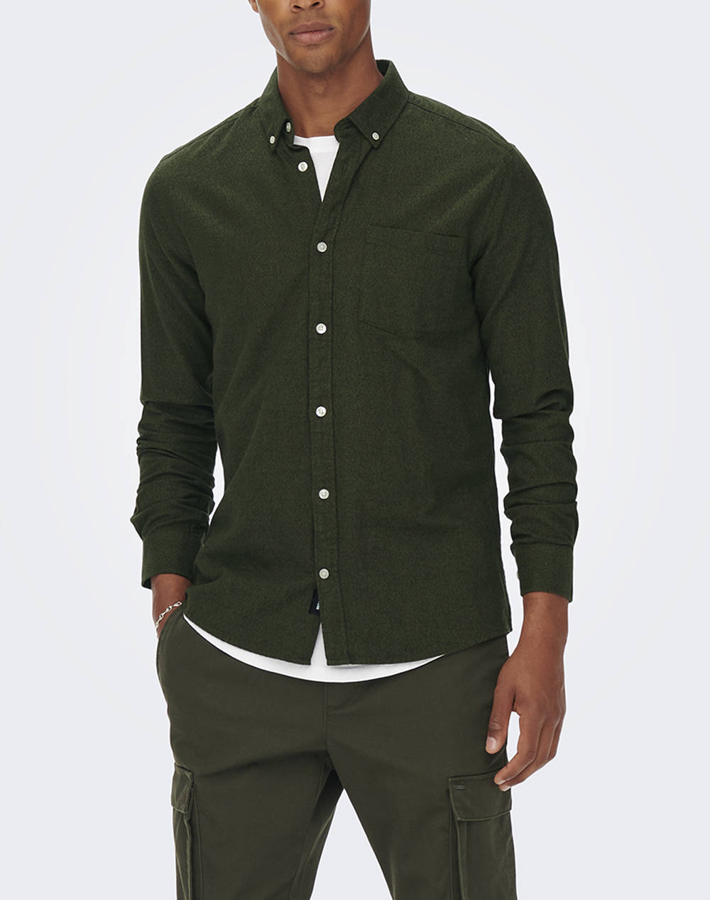 ONLY&SONS ONLY&SONS ONSNIKO LS MELANGE SHIRT 22019878-ROSIN DarkGreen