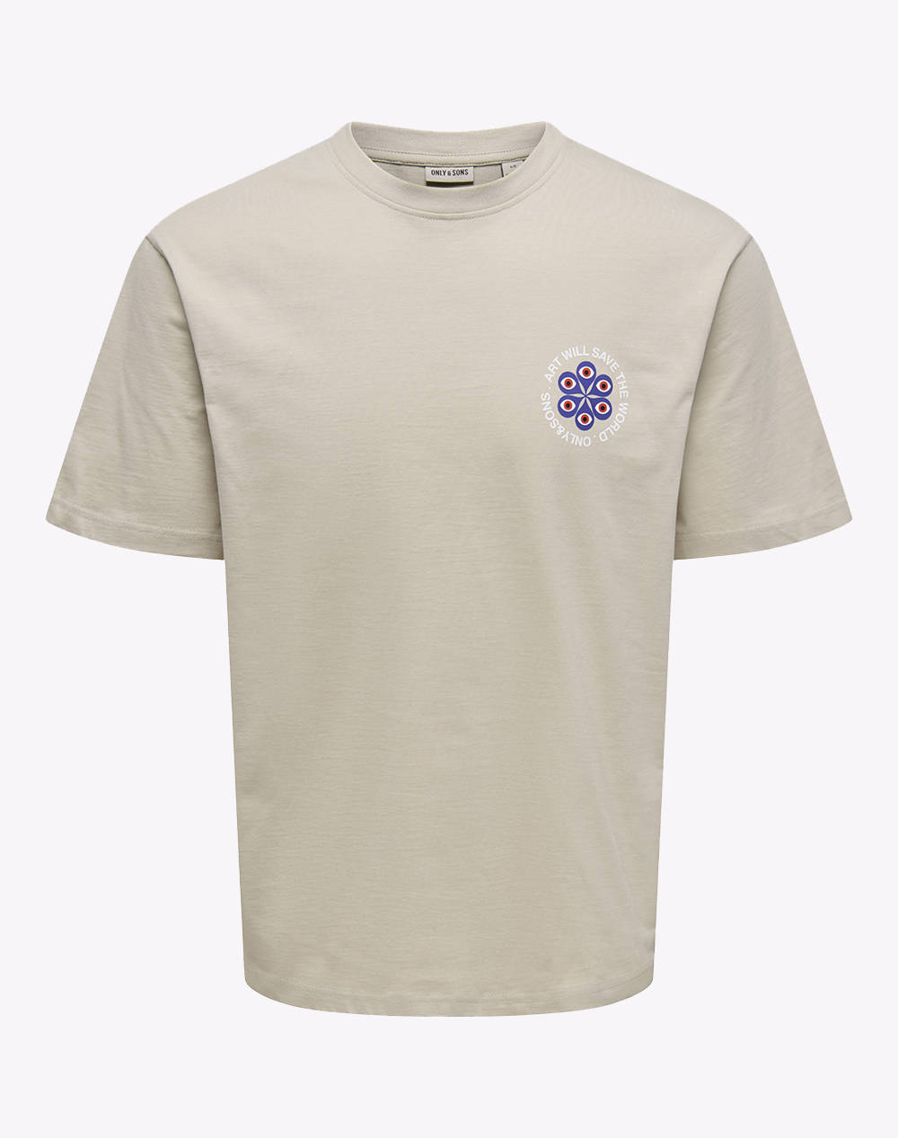 ONLY&SONS ONLY&SONS ONSFRED CLAUDE RLX SS TEE 22035542-Silver LiningARTWILLSAVETHEWORLD Biege
