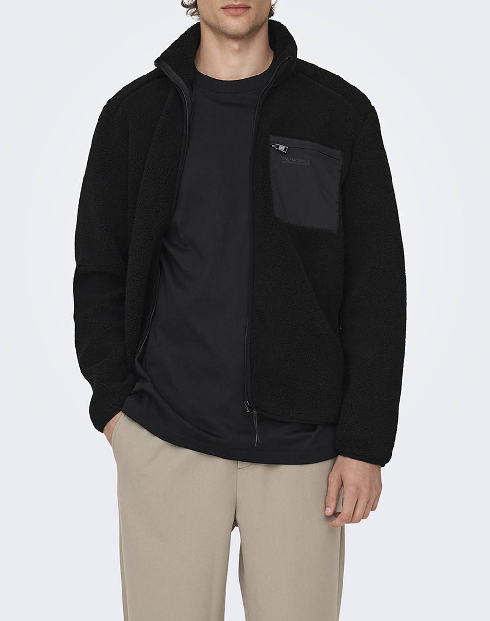 ONLY&SONS ONSDALLAS LIFE SHERPA JACKET OTW VD 22025599-BLACK Black