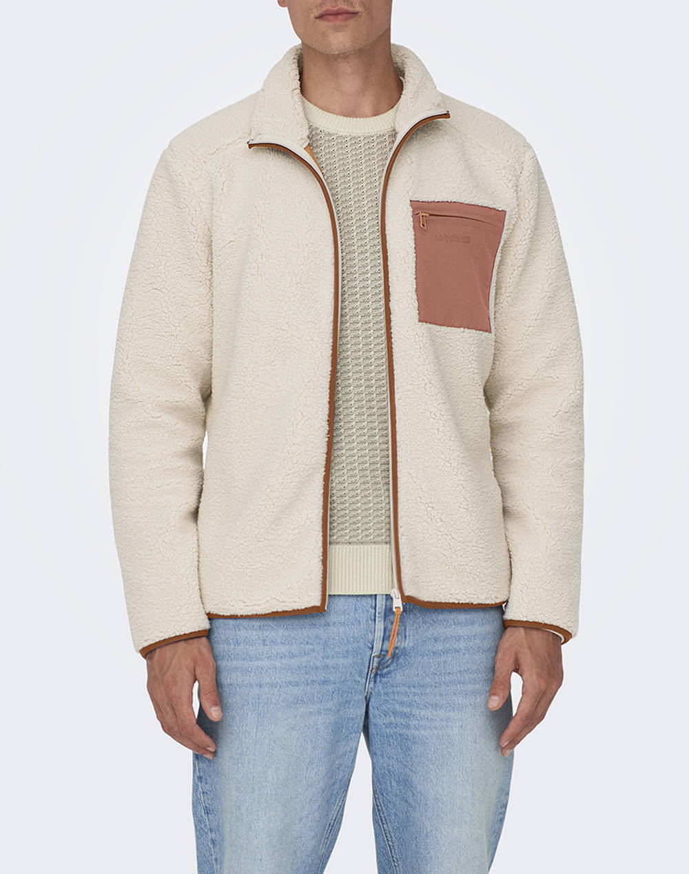 ONLY&SONS ONSDALLAS LIFE SHERPA JACKET OTW VD 22025599-Silver LiningSEQOUIA OffWhite