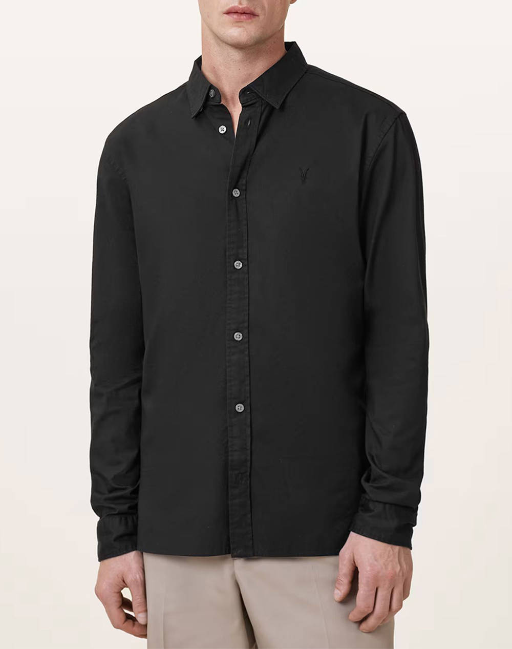 ALL SAINTS ALL SAINTS HAWTHORNE LS SHIRT M150SB-BLACK Black