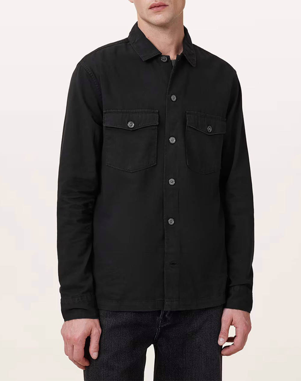 ALL SAINTS ALL SAINTS SPOTTER LS SHIRT M154SB-BLACK Black