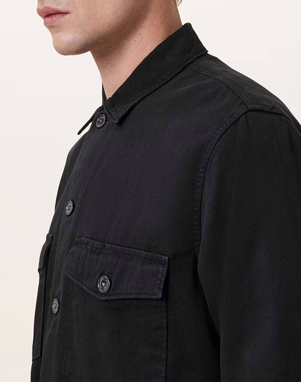 ALL SAINTS SPOTTER LS SHIRT M154SB-BLACK Black φωτογραφία